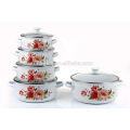 5Pcs porcelana esmalte kitchenware cassrole com alça dupla